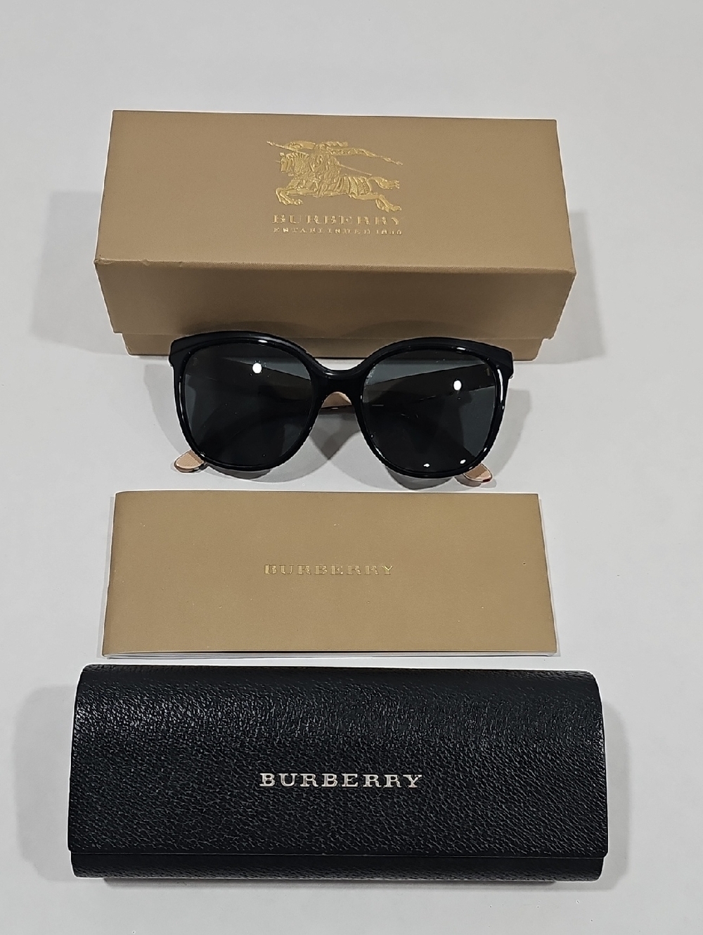 Burberry Black Cat-Eye Sunglasses with Gold Temple Accents #30